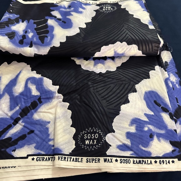 SOSO KAMPALA African Block Prints Guaranteed Veritable Super Wax Fabric 6 Yards - Picture 6 of 8